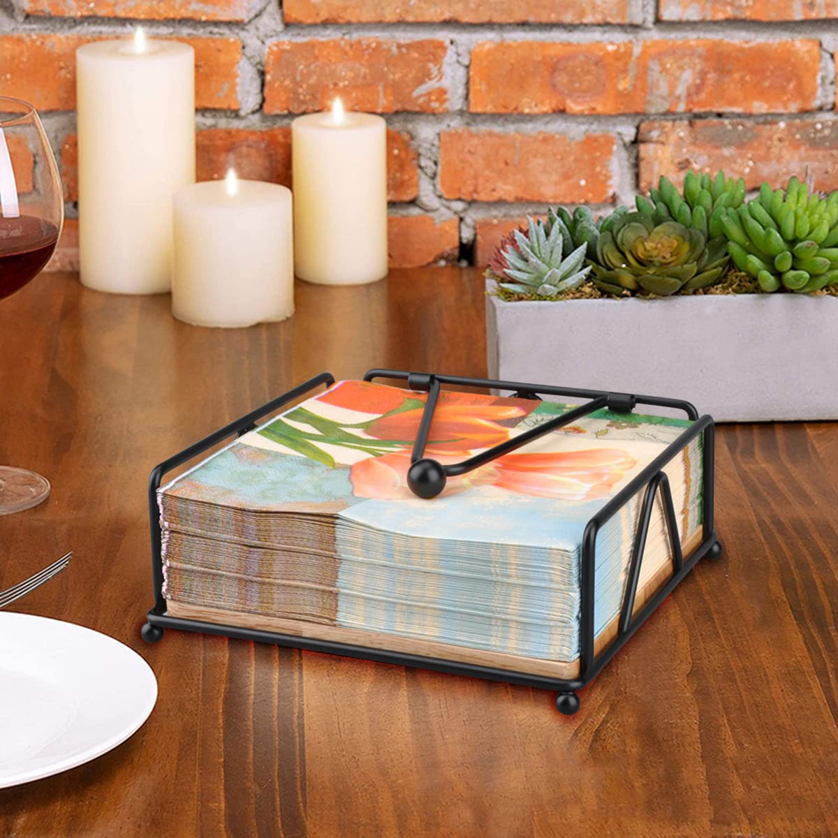 MOLEDINO MOLEDINO Flat Napkin Holder Metal Black Sturdy Design for Kitchen Dining Table Cocktail Bar Outdoor Picnic Party - View 5 of 7