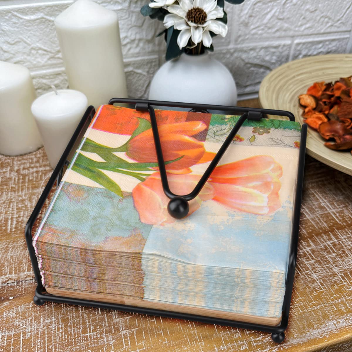 MOLEDINO MOLEDINO Flat Napkin Holder Metal Black Sturdy Design for Kitchen Dining Table Cocktail Bar Outdoor Picnic Party - View 6 of 7