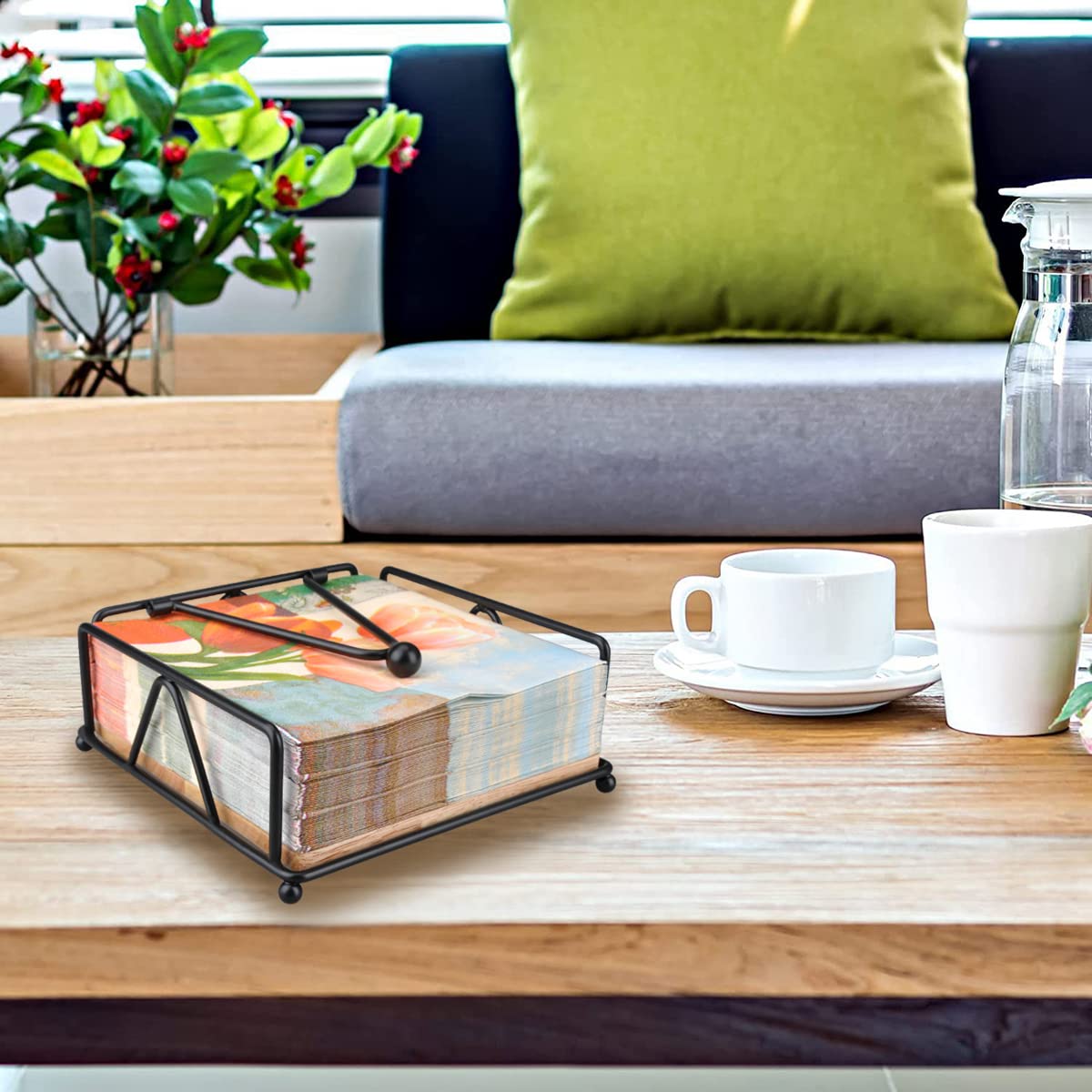 MOLEDINO MOLEDINO Flat Napkin Holder Metal Black Sturdy Design for Kitchen Dining Table Cocktail Bar Outdoor Picnic Party - View 7 of 7