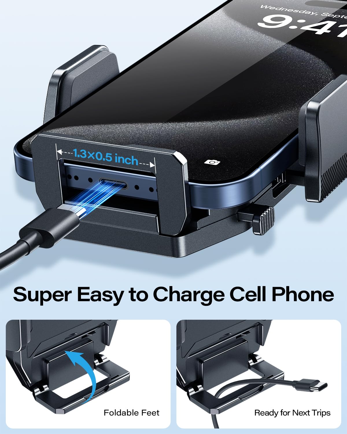 APPS2Car Sturdy CD Slot Phone Mount with One Hand Operation Design, Hands-Free Car Phone Holder Universally Compatible with All iPhone and Android - View 5 of 9