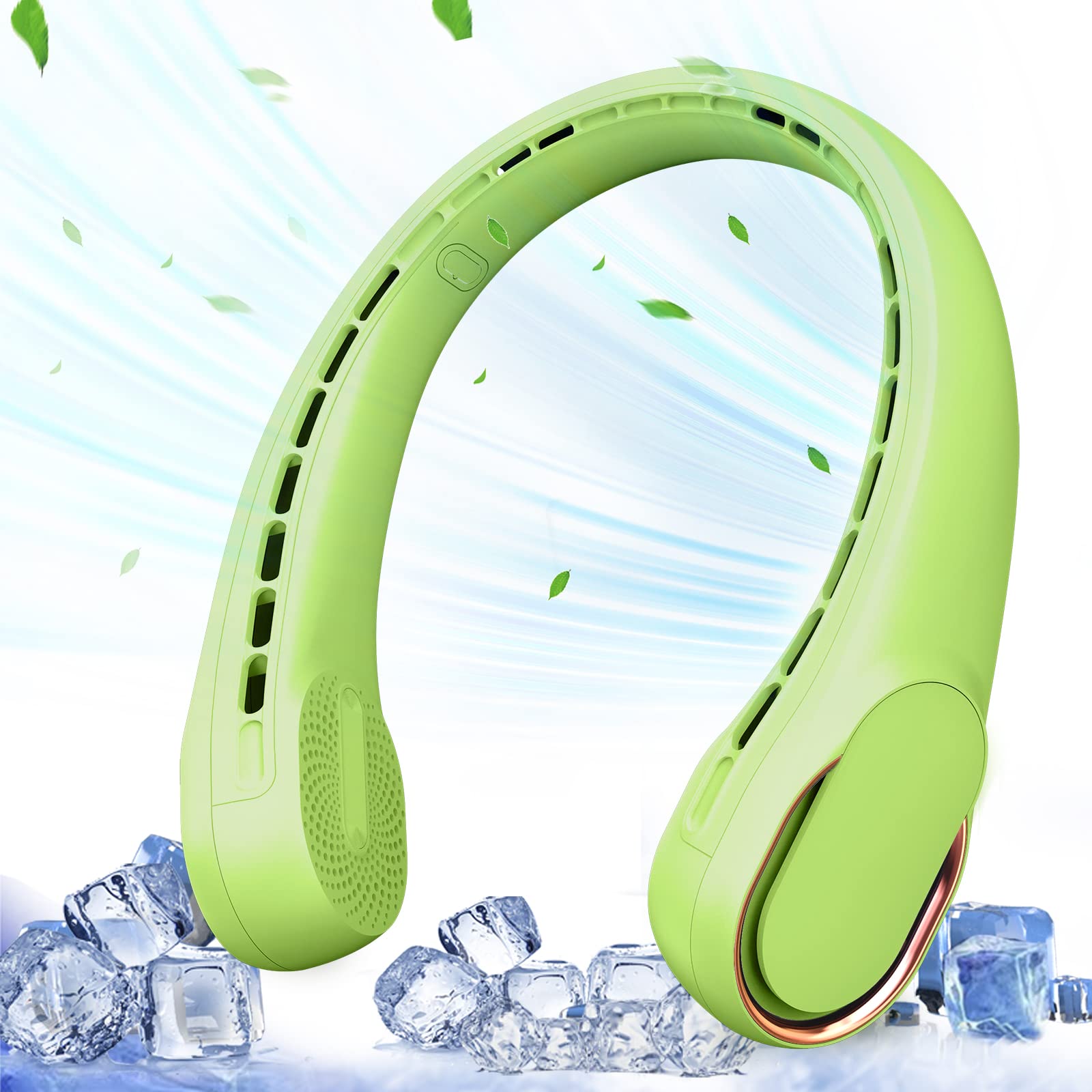 ASNUG Portable Neck Fan, Bladeless Neck Fan, USB Rechargeable Personal Fan, 4000 mAh Battery Operated Wearable Fan, 3 Speeds Adjustable,Faster