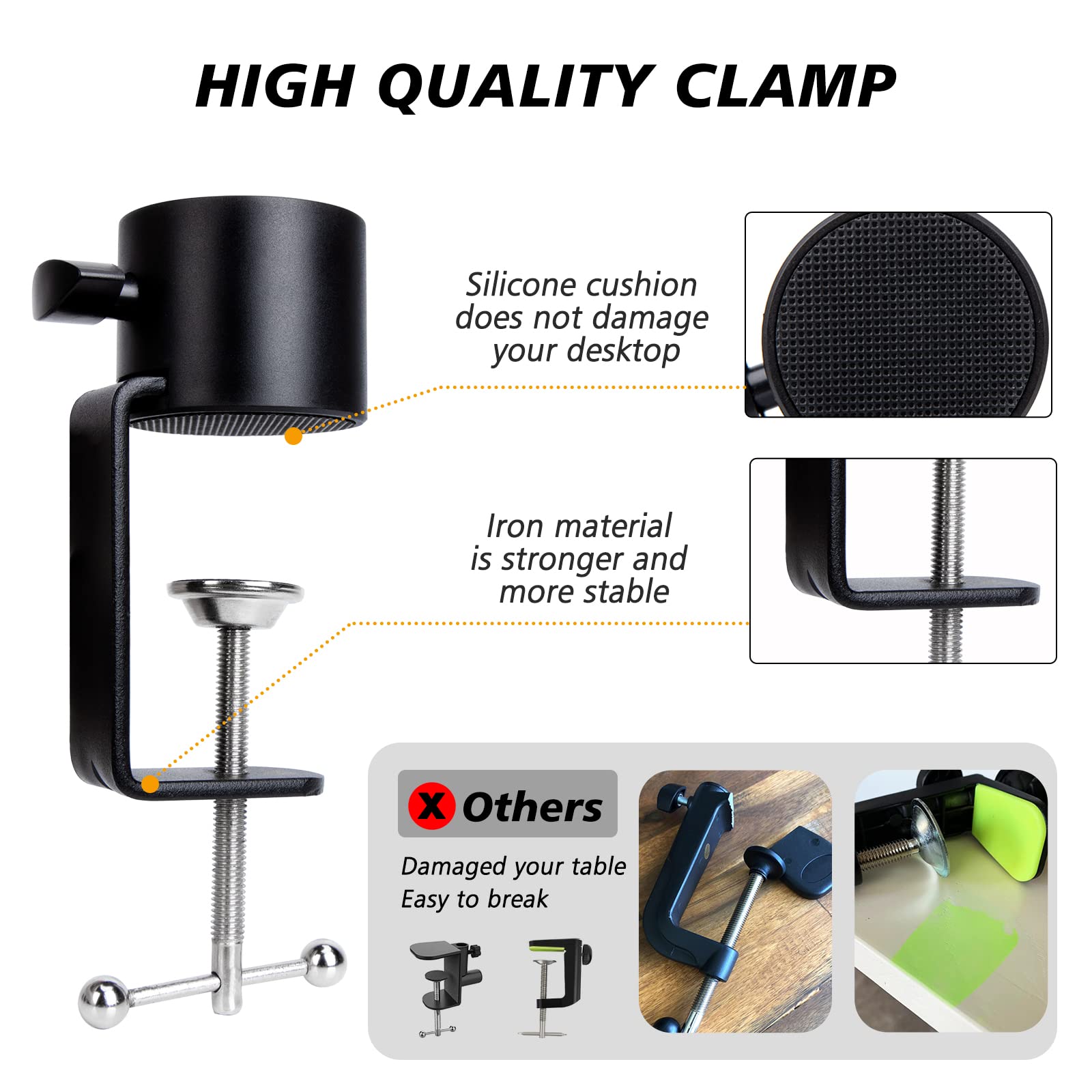 Blue Yeti Boom Arm with Extension Tube - Mic Boom Arm Compatible with HyperX QuadCast, Weighted Metal Height adjustment Mic Arm for QuadCast,Blue - View 5 of 7