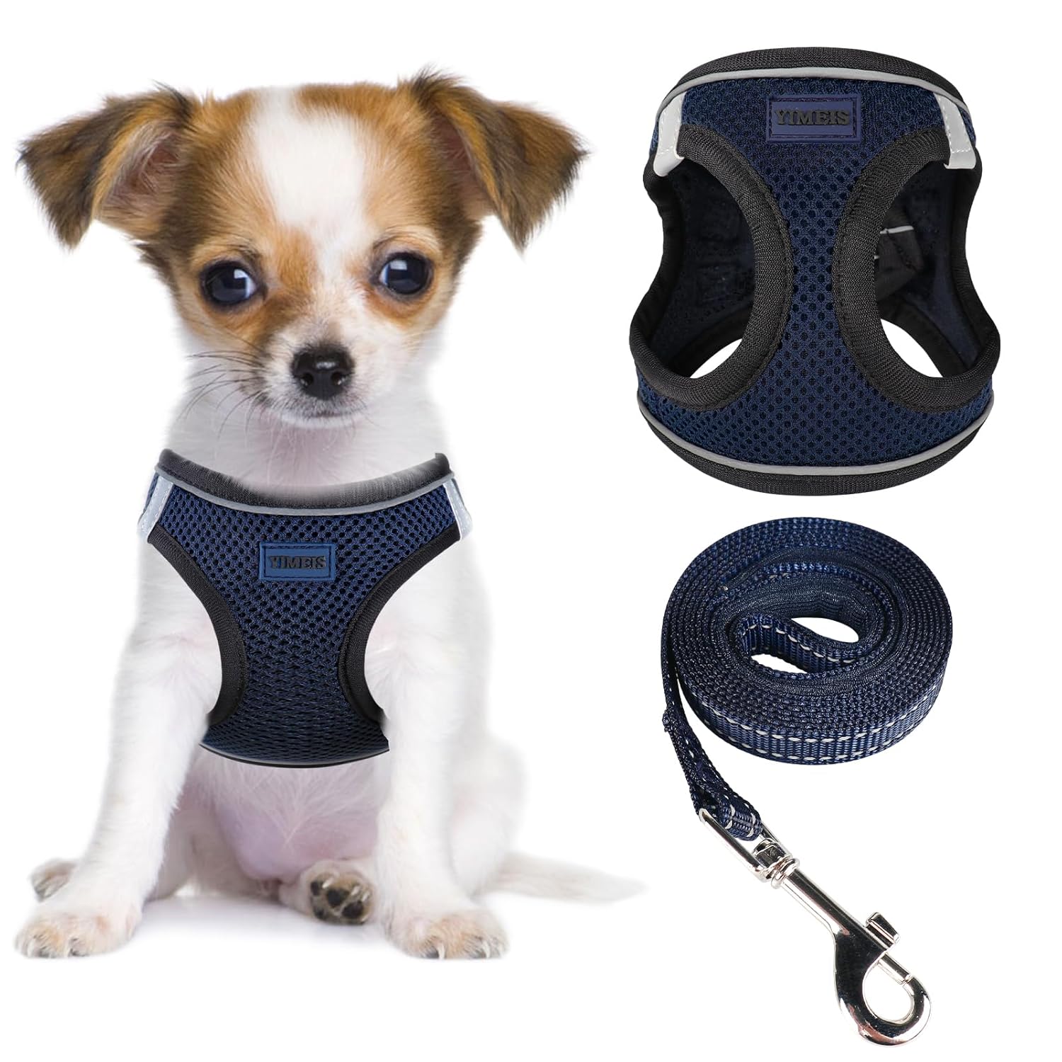 YIMEIS YIMEIS Dog Harness and Leash Set No Pull Soft Mesh Reflective Adjustable Vest for Small Medium Large Dogs and Cats Greyblue XSmall Pack of 1 - View 7 of 9