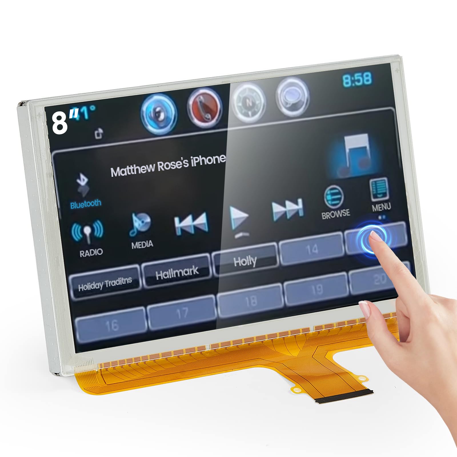 8" Touch Screen of LCD Digitizer Navigation Radio Replacement for Chevy GMC, 2014-2018 Silverado Sierra, 2015-2019 Tahoe Yukon Suburban Colorado