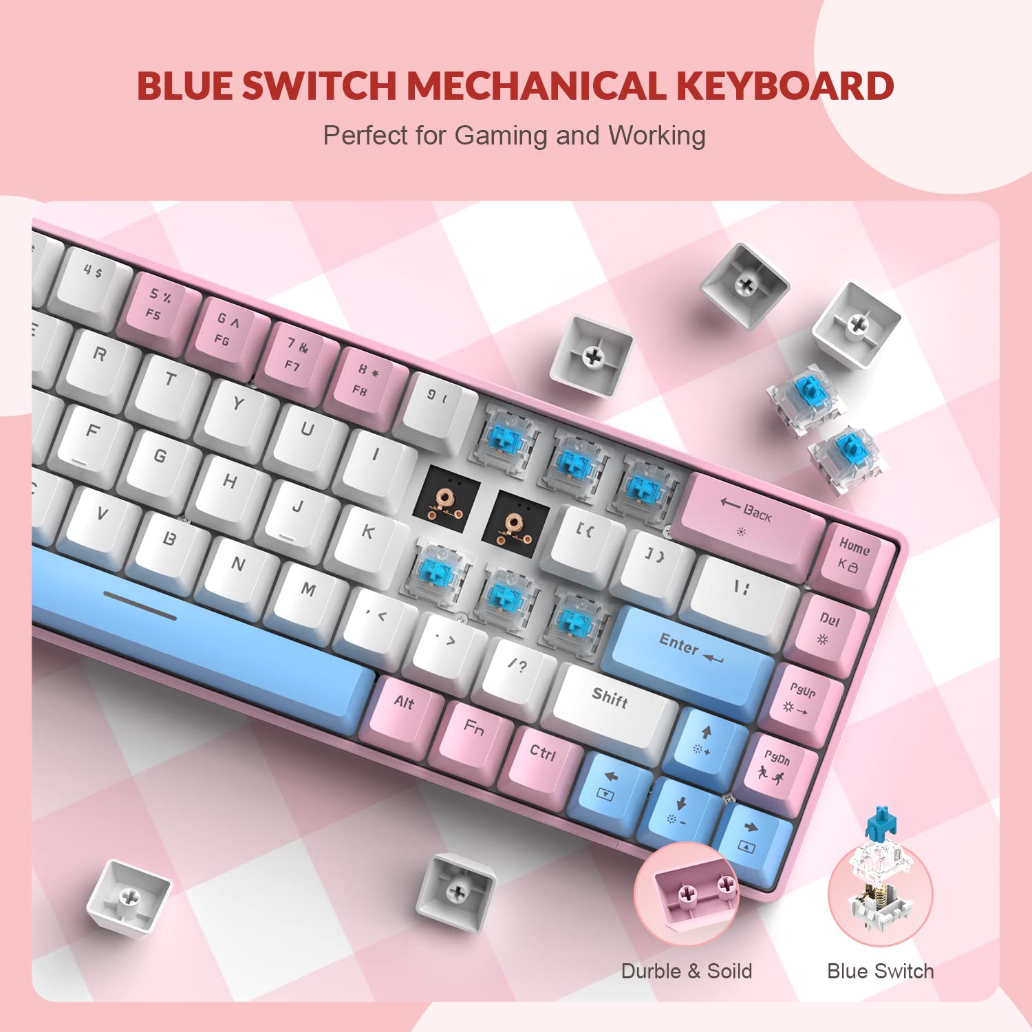 ZIYOU LANG RK-T8PR0 Wired 65% Mechanical Gaming Keyboard and Mouse Combo with RGB LED Backlit Anti-ghosting TKL Mini 68 Key Coiled C to A Cable - View 4 of 9