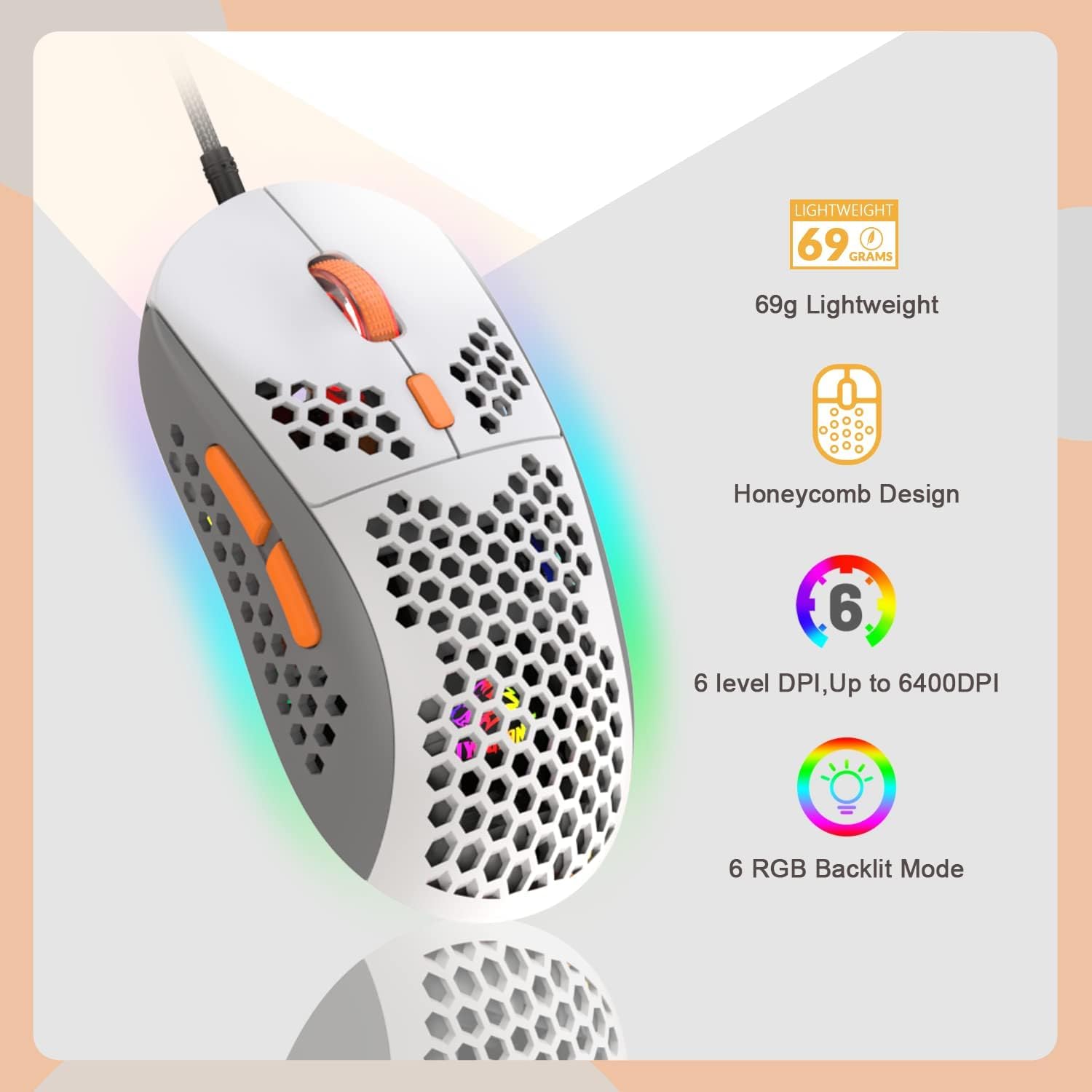 ZIYOU LANG RK-T8PR0 Wired 65% Mechanical Gaming Keyboard and Mouse Combo with RGB Backlit Anti-ghosting TKL Mini 68 Key Coiled C to A Cable Tactile - View 7 of 8
