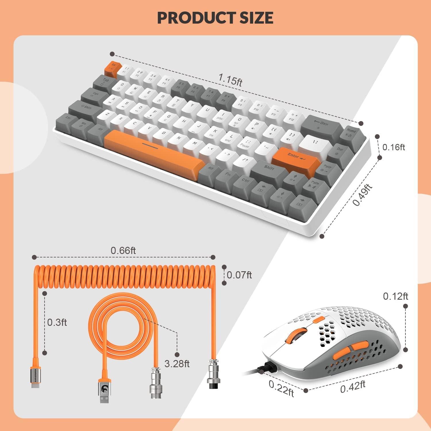 ZIYOU LANG RK-T8PR0 Wired 65% Mechanical Gaming Keyboard and Mouse Combo with RGB Backlit Anti-ghosting TKL Mini 68 Key Coiled C to A Cable Tactile - View 8 of 8