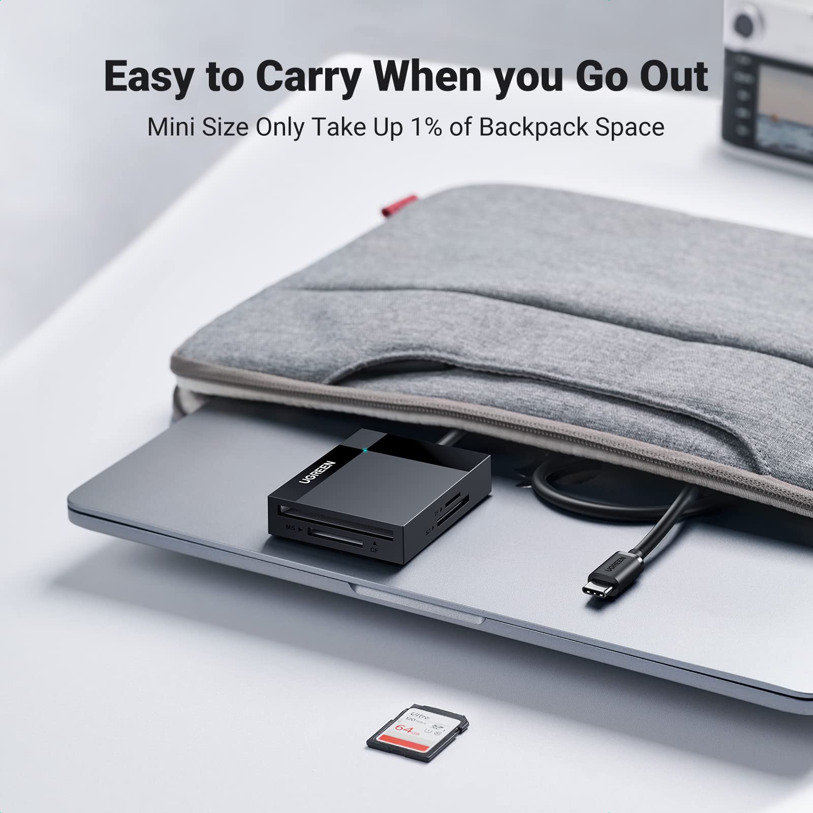 UGREEN UGREEN USB C SD Card Reader 4-in-1 Adapter for iPhone 15 MacBook iPad and Cameras Fast Data Transfer Compact Design - View 9 of 9