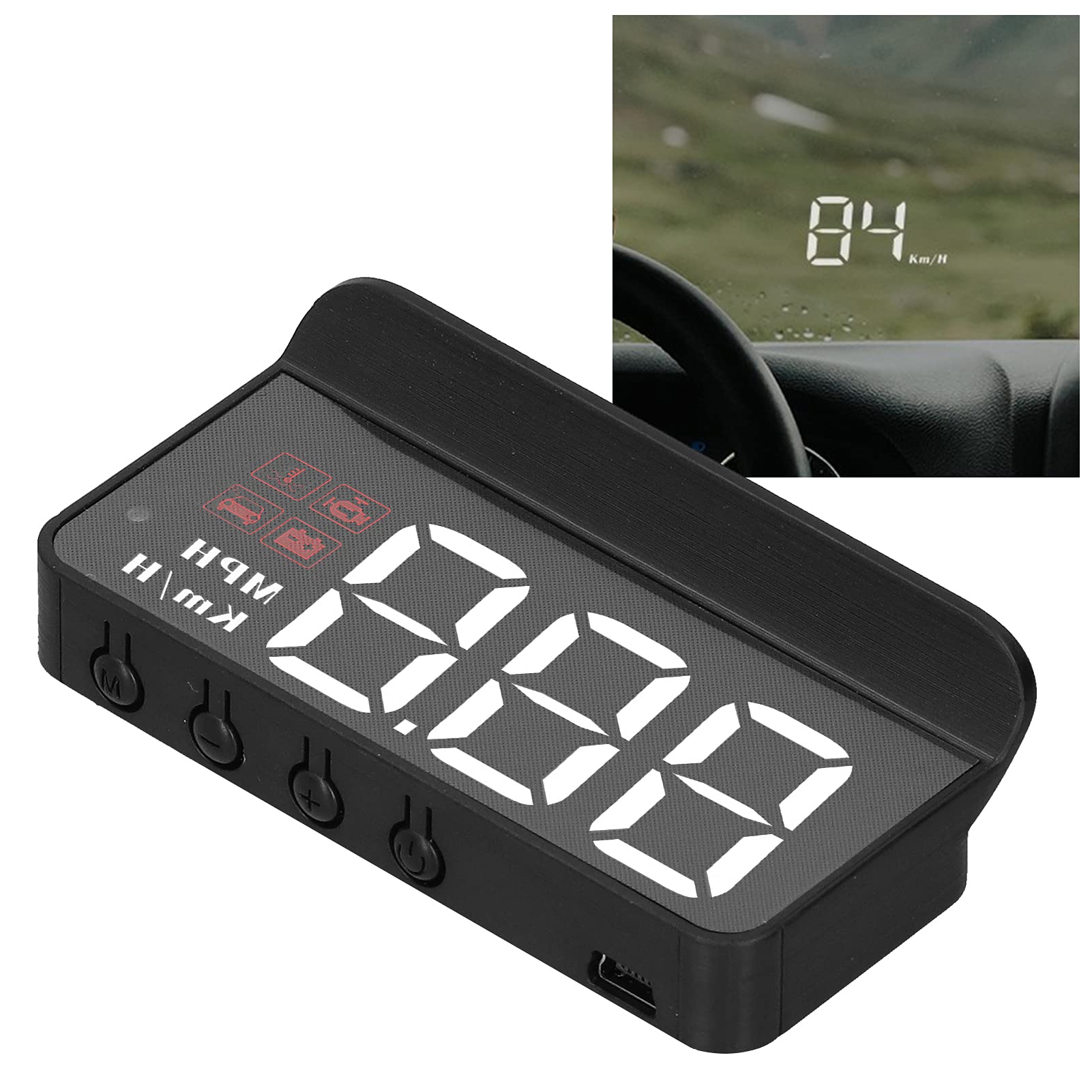 Obdii Hud, Car Speedometer, Obd2 Hud Windshield Projector Multifunction Gauge Alarm Fatigue Driving Reminder - View 2 of 9
