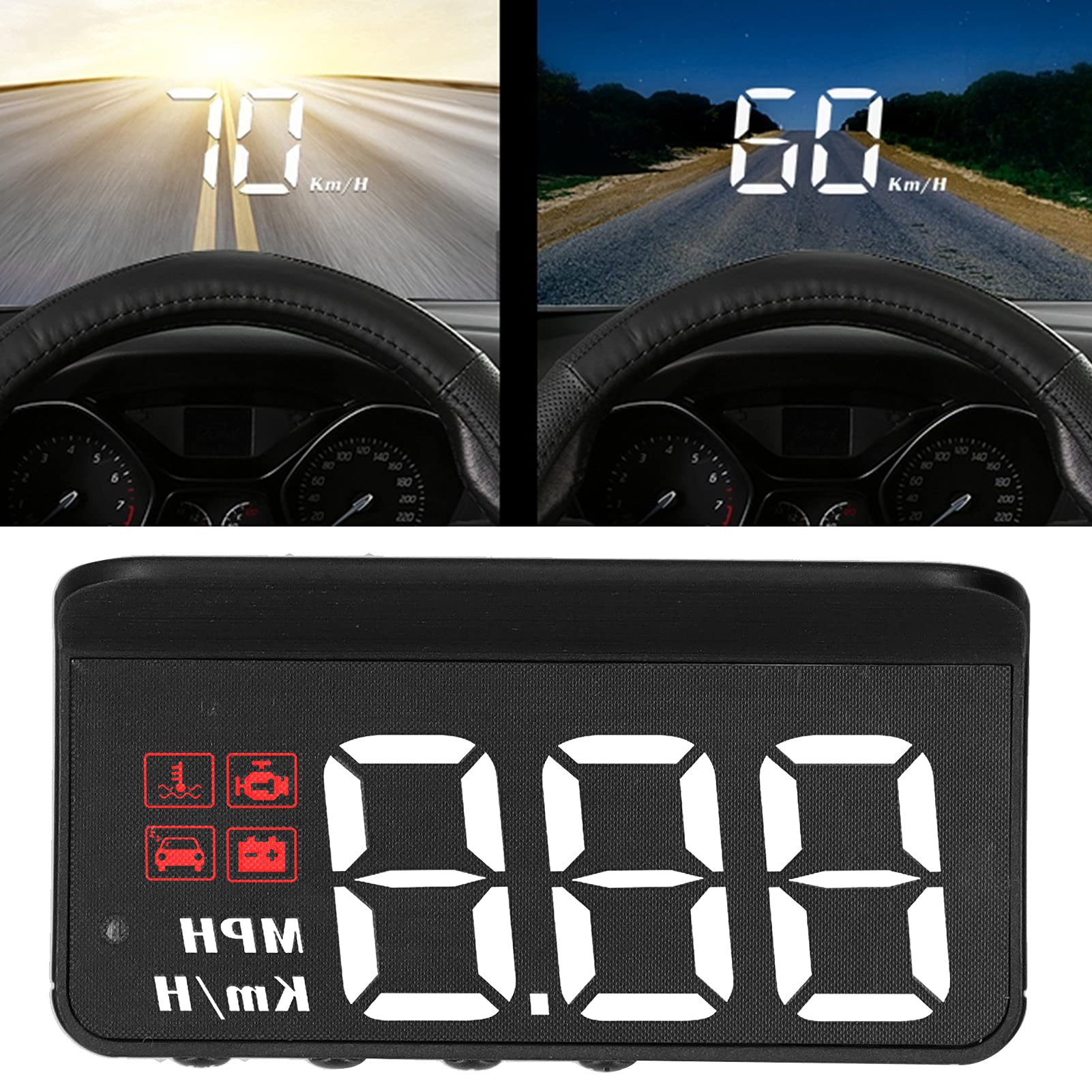 Obdii Hud, Car Speedometer, Obd2 Hud Windshield Projector Multifunction Gauge Alarm Fatigue Driving Reminder - View 3 of 9