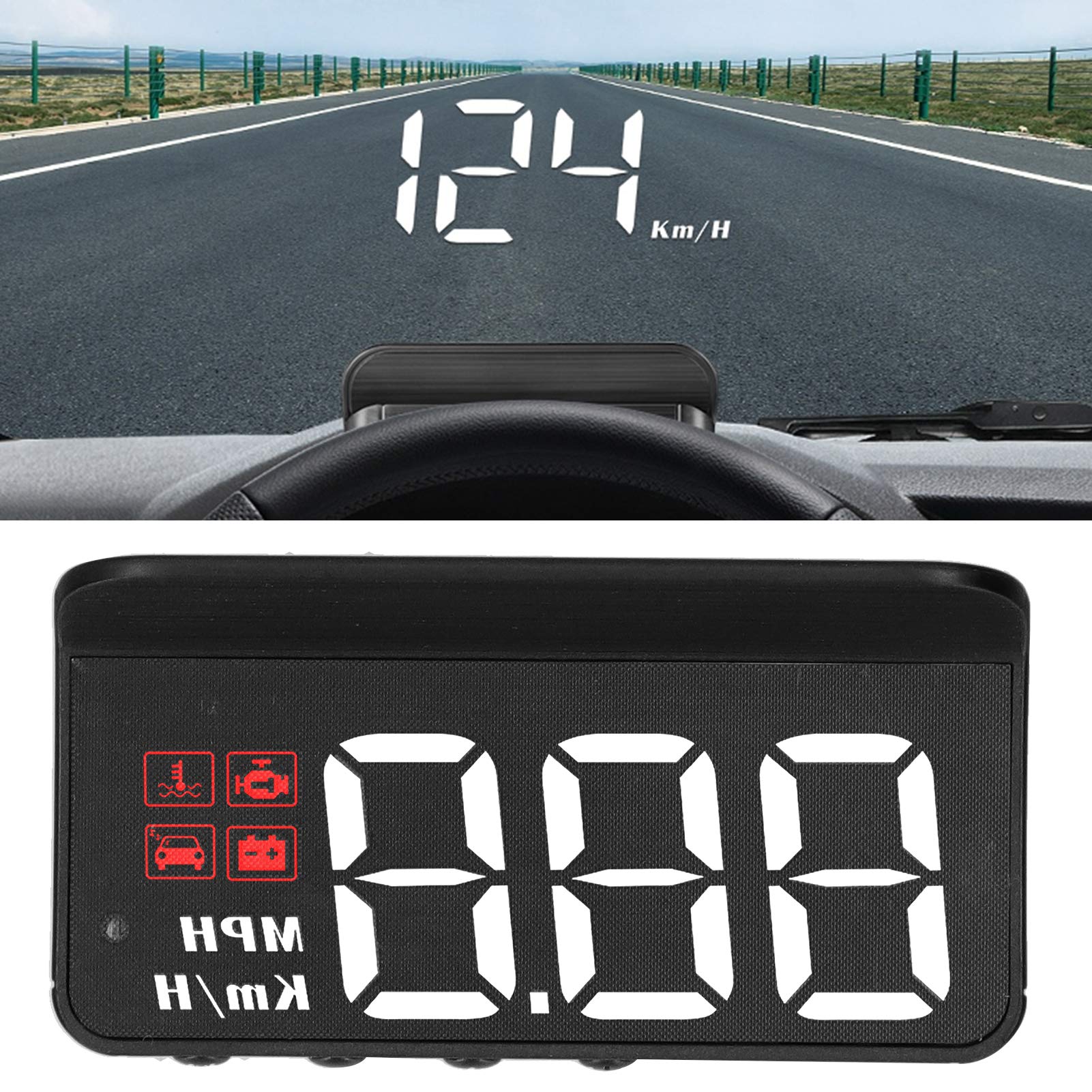 Obdii Hud, Car Speedometer, Obd2 Hud Windshield Projector Multifunction Gauge Alarm Fatigue Driving Reminder - View 4 of 9