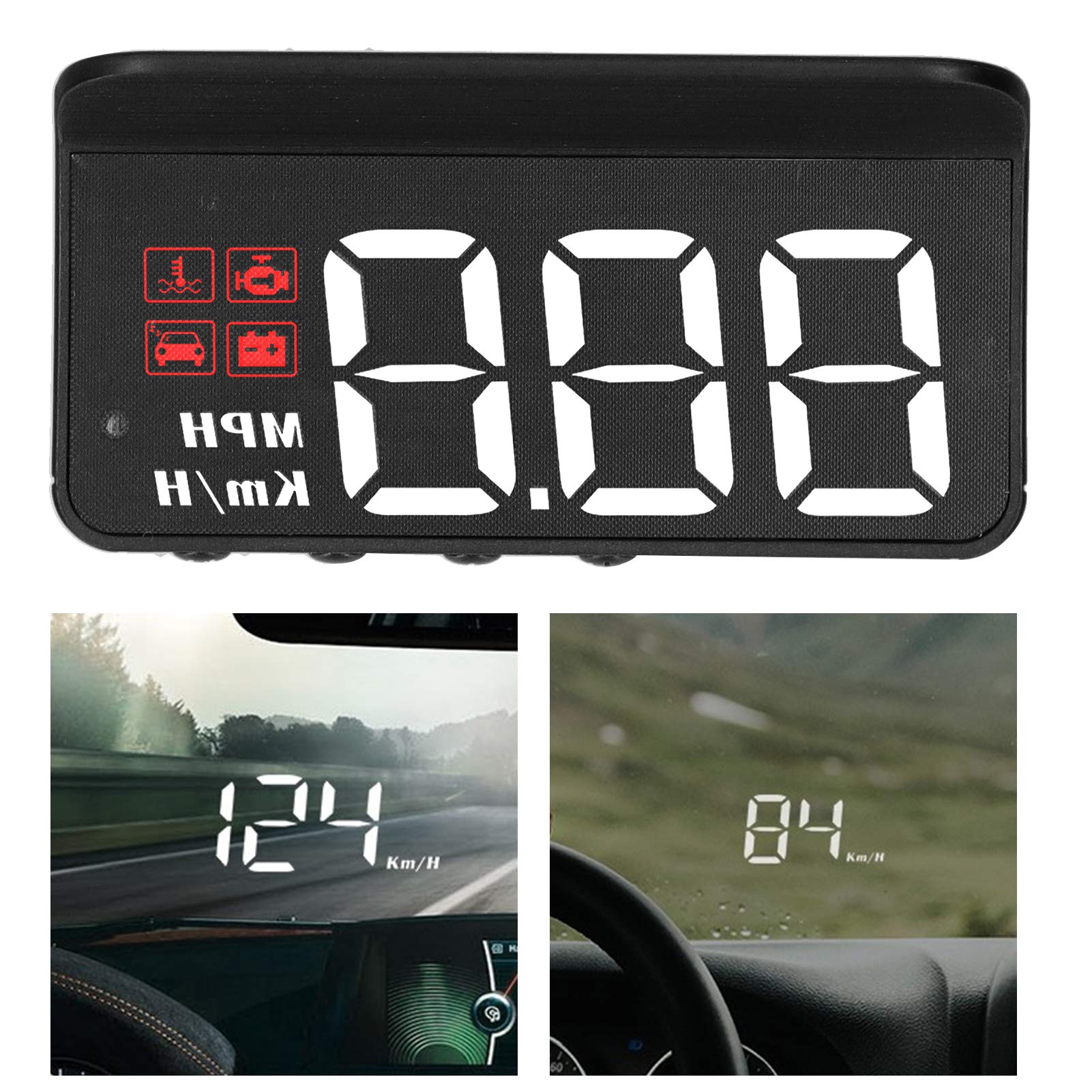 Obdii Hud, Car Speedometer, Obd2 Hud Windshield Projector Multifunction Gauge Alarm Fatigue Driving Reminder