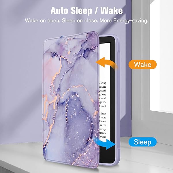 FINTIE Fintie Hybrid Slim Case for 6 Inch All New Kindle 11th Generation 2024 2022 Release Transparent Back Shockproof Cover Lilac Marble - View 5 of 11