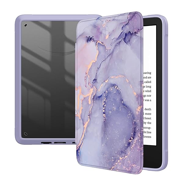 FINTIE Fintie Hybrid Slim Case for 6 Inch All New Kindle 11th Generation 2024 2022 Release Transparent Back Shockproof Cover Lilac Marble - View 3 of 11