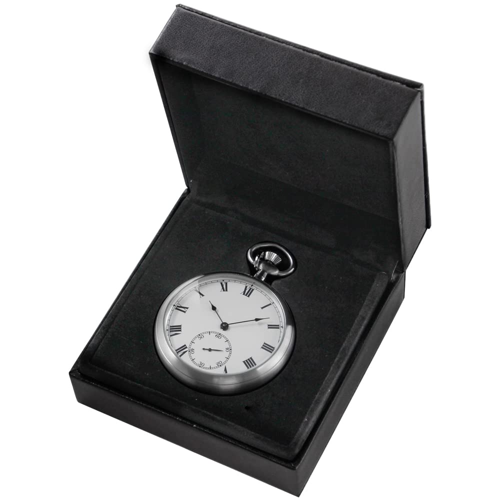 Alwesam Alwesam Stainless Steel Pocket Watch Mechanical Hand Wind Antique Luxury with Chain and Box - View 2 of 7