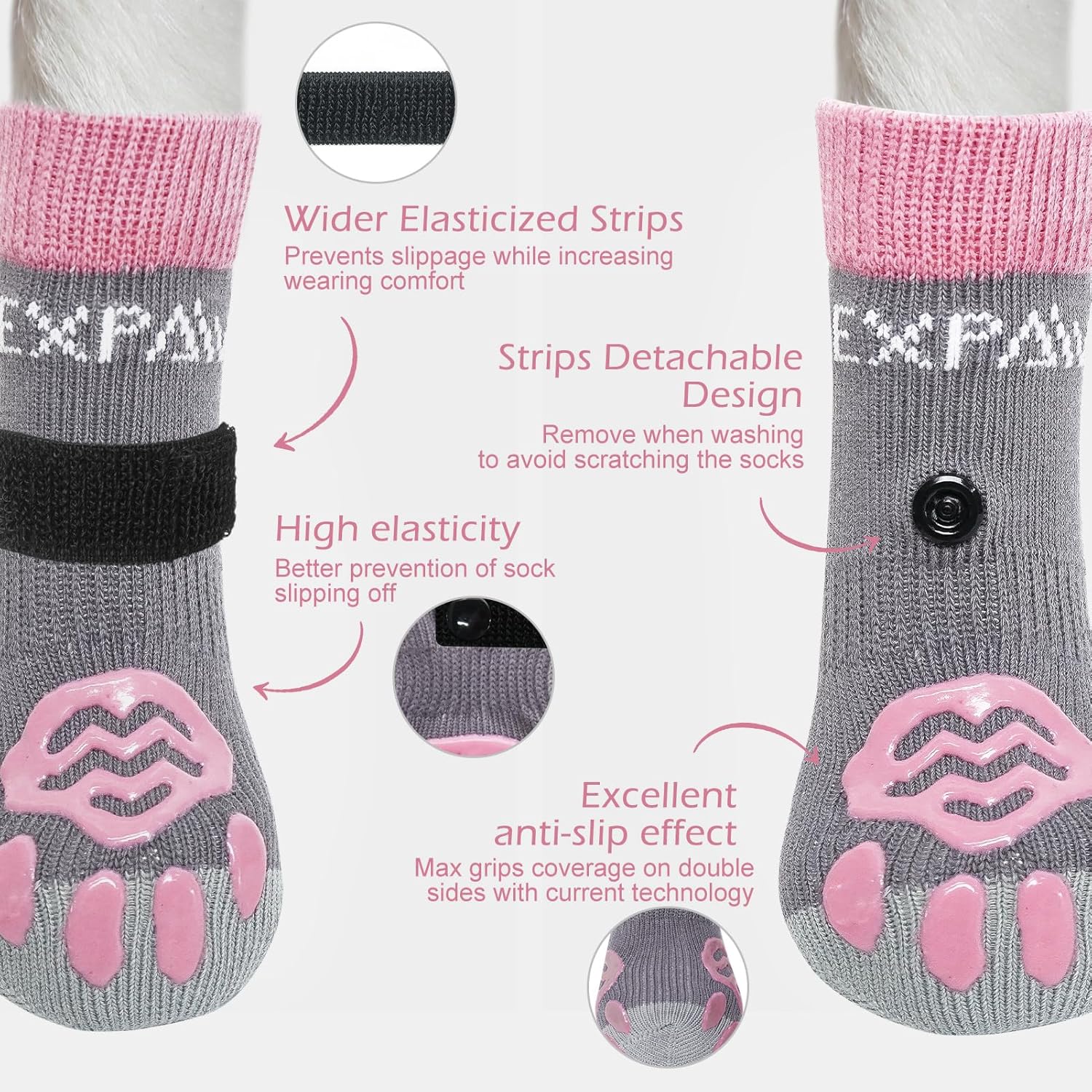 EXPAWLORER EXPAWLORER Anti-Slip Dog Socks for All Seasons Best Paw Protector and Traction Control for Dogs on Hardwood Floors and Pavement - View 2 of 7