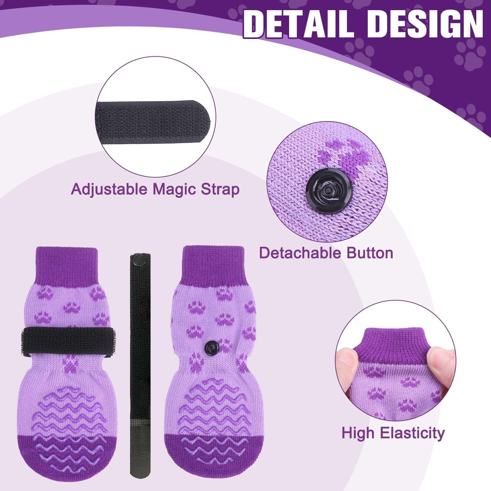 EXPAWLORER EXPAWLORER Anti Slip Dog Socks Winter Dog Boots Paw Protectors for Hardwood Floors Dog Booties for All Weather Small Medium Large Senior Dogs - View 4 of 9