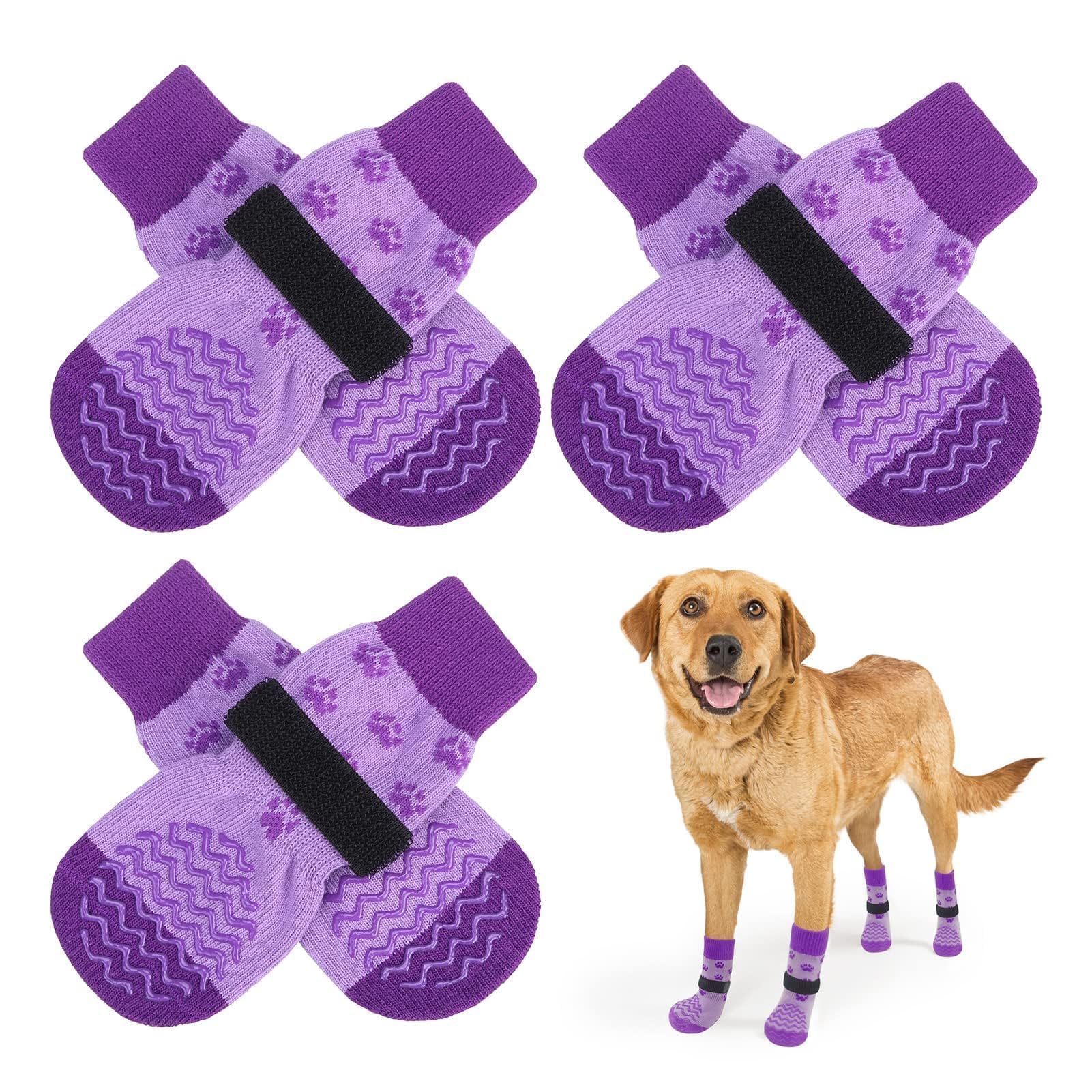 EXPAWLORER EXPAWLORER Anti Slip Dog Socks Winter Dog Boots Paw Protectors for Hardwood Floors Dog Booties for All Weather Small Medium Large Senior Dogs