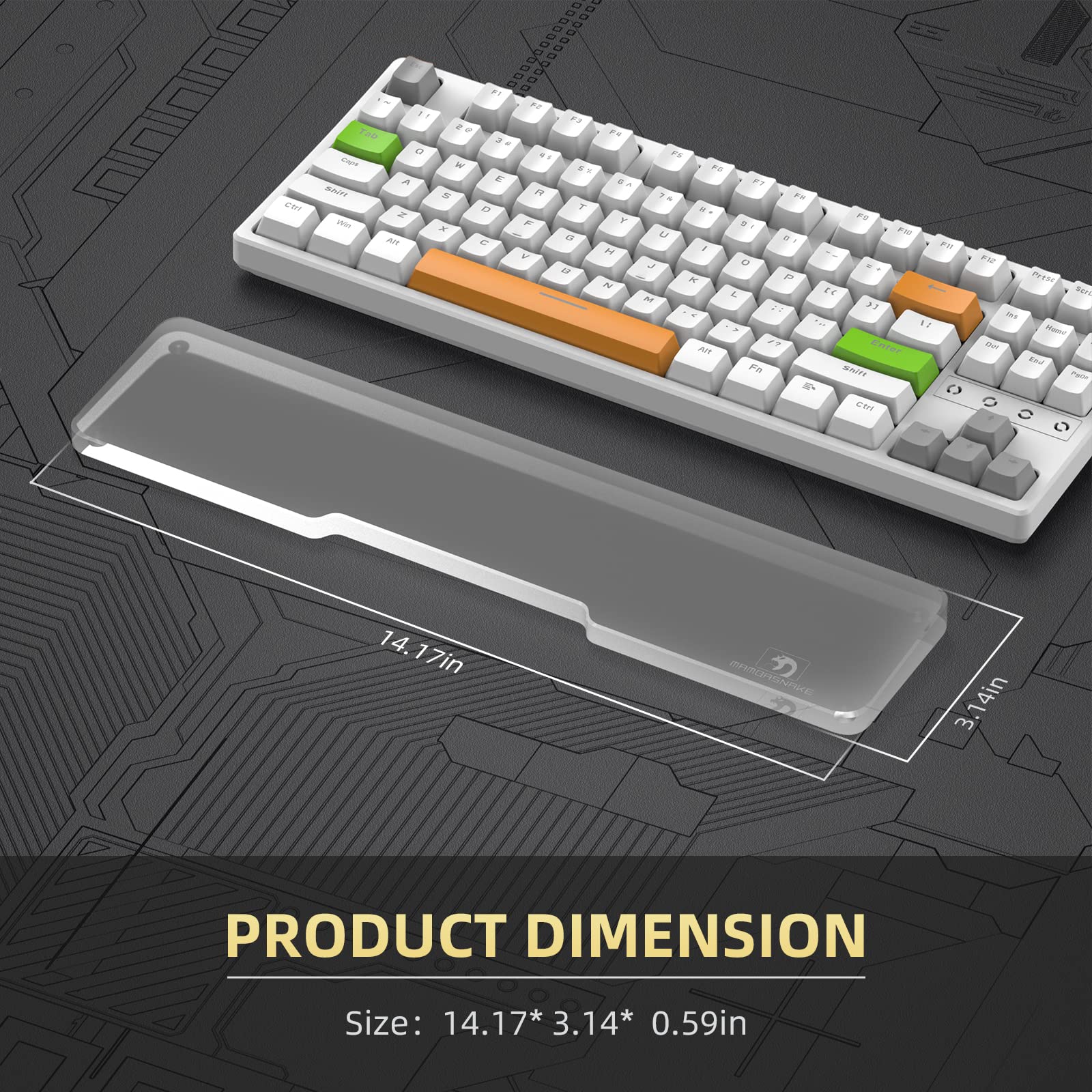 SELORSS Acrylic Keyboard Wrist Rest - TENKEYLESS (TKL) 80% Keyboard- Mechanical Keyboards Ergonomic Palm Rest for Computer Keyboard,Anti-Slip - View 2 of 9