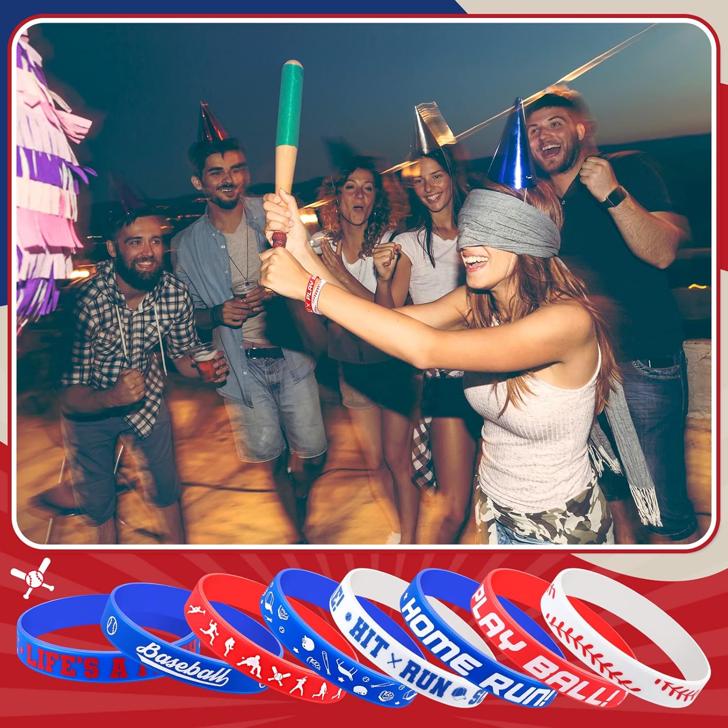 Yilloog 160 Piece Silicone Rubber Bracelets Motivational Wristbands for Kids and Adults 8 Designs for Baseball Theme Party and Birthday Favors - View 5 of 6