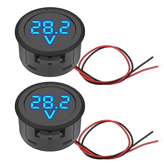 Linkstyle 2PCS DC 12V 24V Voltage Meter, 4V-100V Battery Voltmeter Gauge, Car Voltage Gauge LED Digital Display for Car Boat Motorcycle Truck