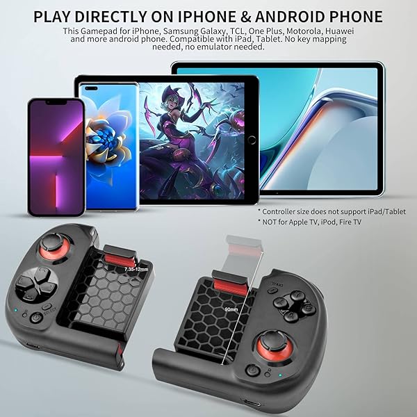 arVin arVin Wireless Gaming Controller: Portable Bluetooth Gamepad for iPhone 15/14/13 & Samsung Galaxy - Perfect for Call of Duty & Genshin - View 4 of 9