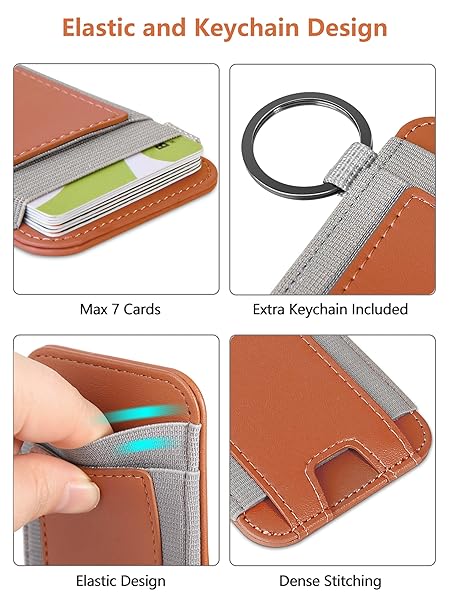 ExtreLife Magsafe Wallet Strong Magnetic Card Holder for iPhone 16 15 14 13 12 Series Vegan Leather Slim Design Holds 7 Cards Brown - View 5 of 11