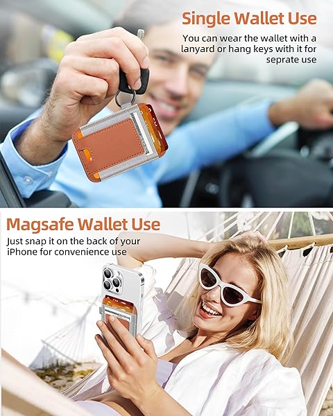 ExtreLife Magsafe Wallet Strong Magnetic Card Holder for iPhone 16 15 14 13 12 Series Vegan Leather Slim Design Holds 7 Cards Brown - View 6 of 11