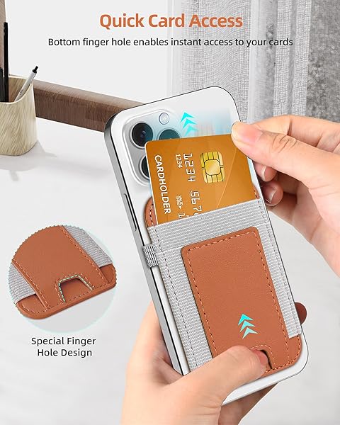 ExtreLife Magsafe Wallet Strong Magnetic Card Holder for iPhone 16 15 14 13 12 Series Vegan Leather Slim Design Holds 7 Cards Brown - View 7 of 11