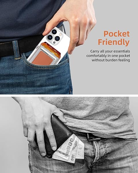 ExtreLife Magsafe Wallet Strong Magnetic Card Holder for iPhone 16 15 14 13 12 Series Vegan Leather Slim Design Holds 7 Cards Brown - View 8 of 11