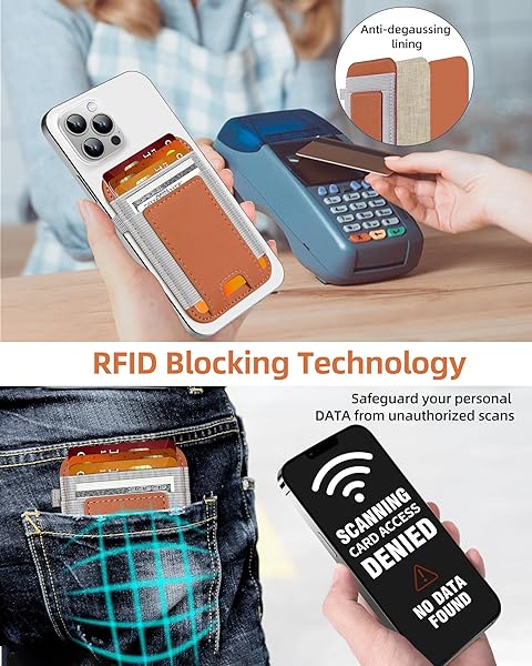 ExtreLife Magsafe Wallet Strong Magnetic Card Holder for iPhone 16 15 14 13 12 Series Vegan Leather Slim Design Holds 7 Cards Brown - View 9 of 11