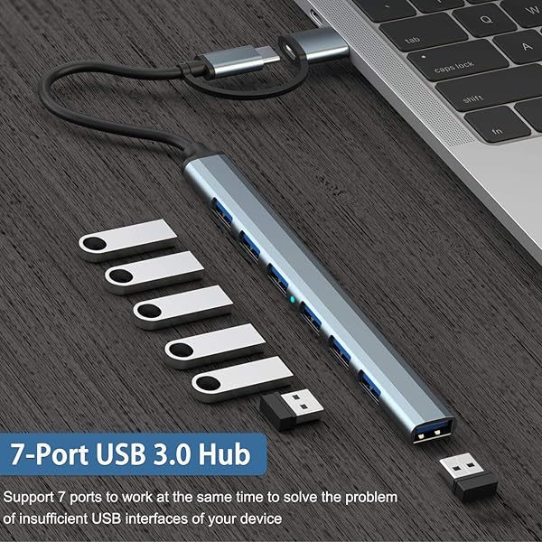vienon VIENON 7-Port USB Hub 3.0 - Aluminium USB C Hub for MacBook, PS4, PS5, Surface Pro & More - View 4 of 8