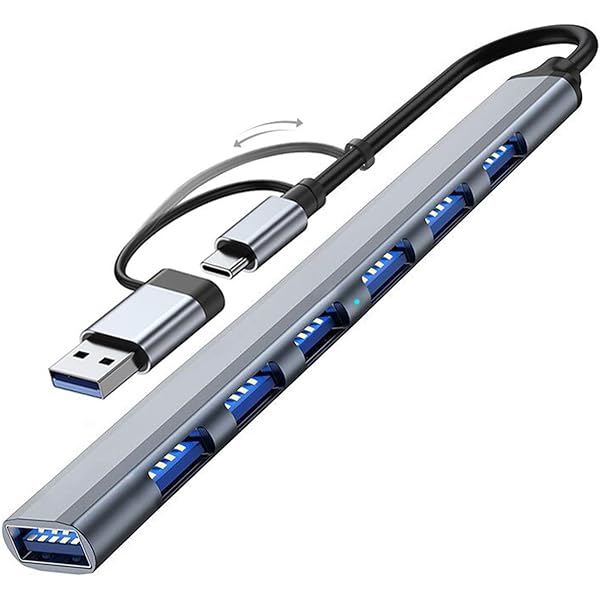 vienon VIENON 7-Port USB Hub 3.0 - Aluminium USB C Hub for MacBook, PS4, PS5, Surface Pro & More