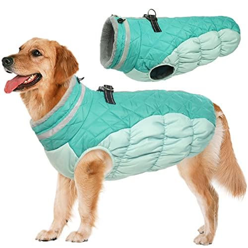 LeLePet Lelepet Warm Winter Fleece Vest Jacket for Large Dogs Waterproof Windproof Reflective with Harness and Turtleneck Zipper 35-85 lbs