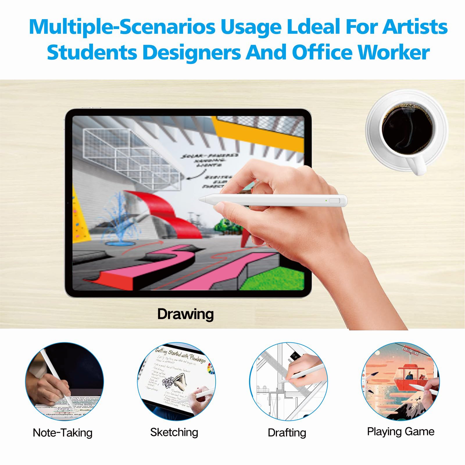 Stylus Pen for iPad 2018-2025 with Palm Rejection, Apple Pencil for Pad11th 10th 9th 8th 7th 6th Gen, iPad Pro 11 12.9 inch, New iPad Air 2025 - View 8 of 8