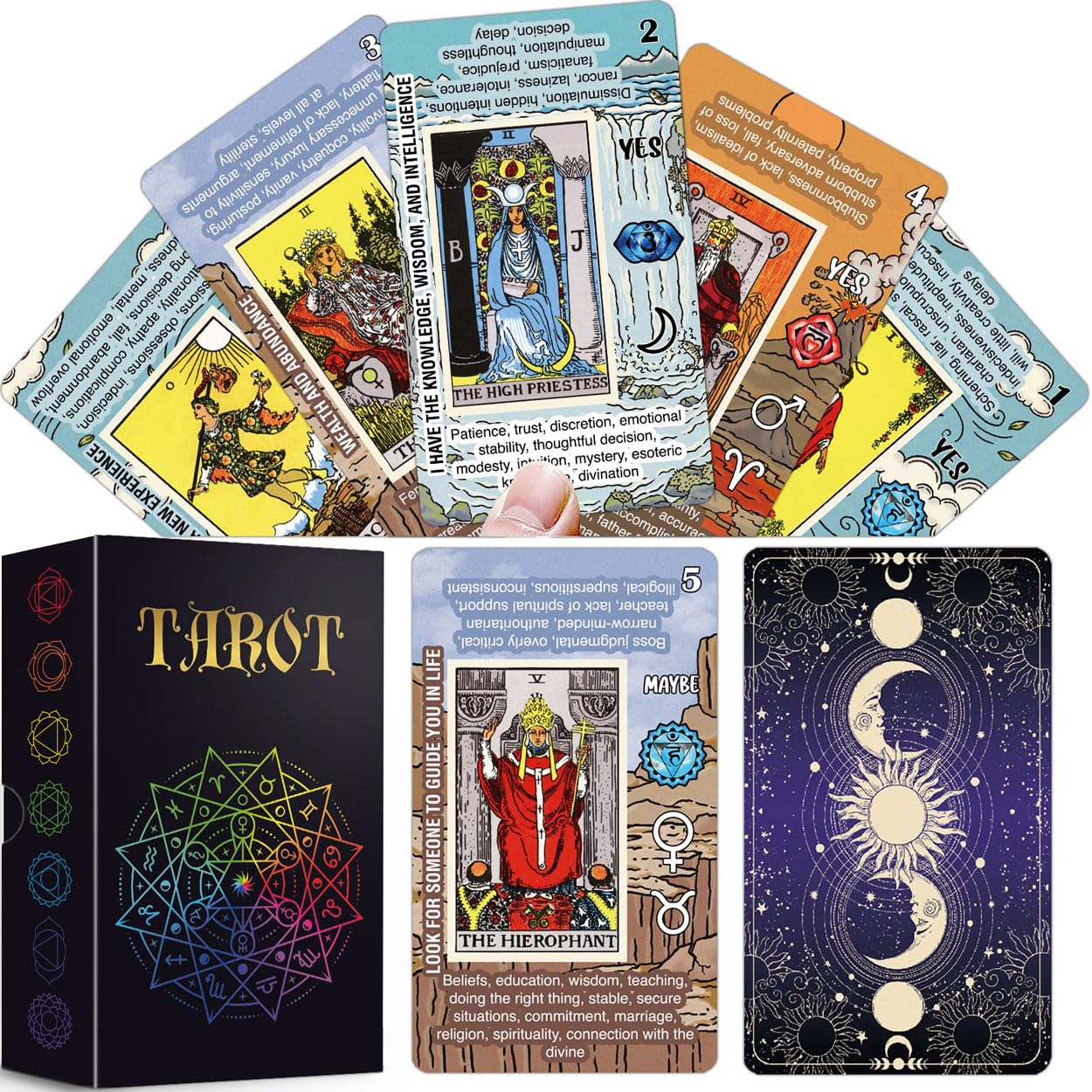 TAROTIKA Tarot Cards for Beginners Learning Deck with Meanings No Guide Book Needed - View 3 of 6