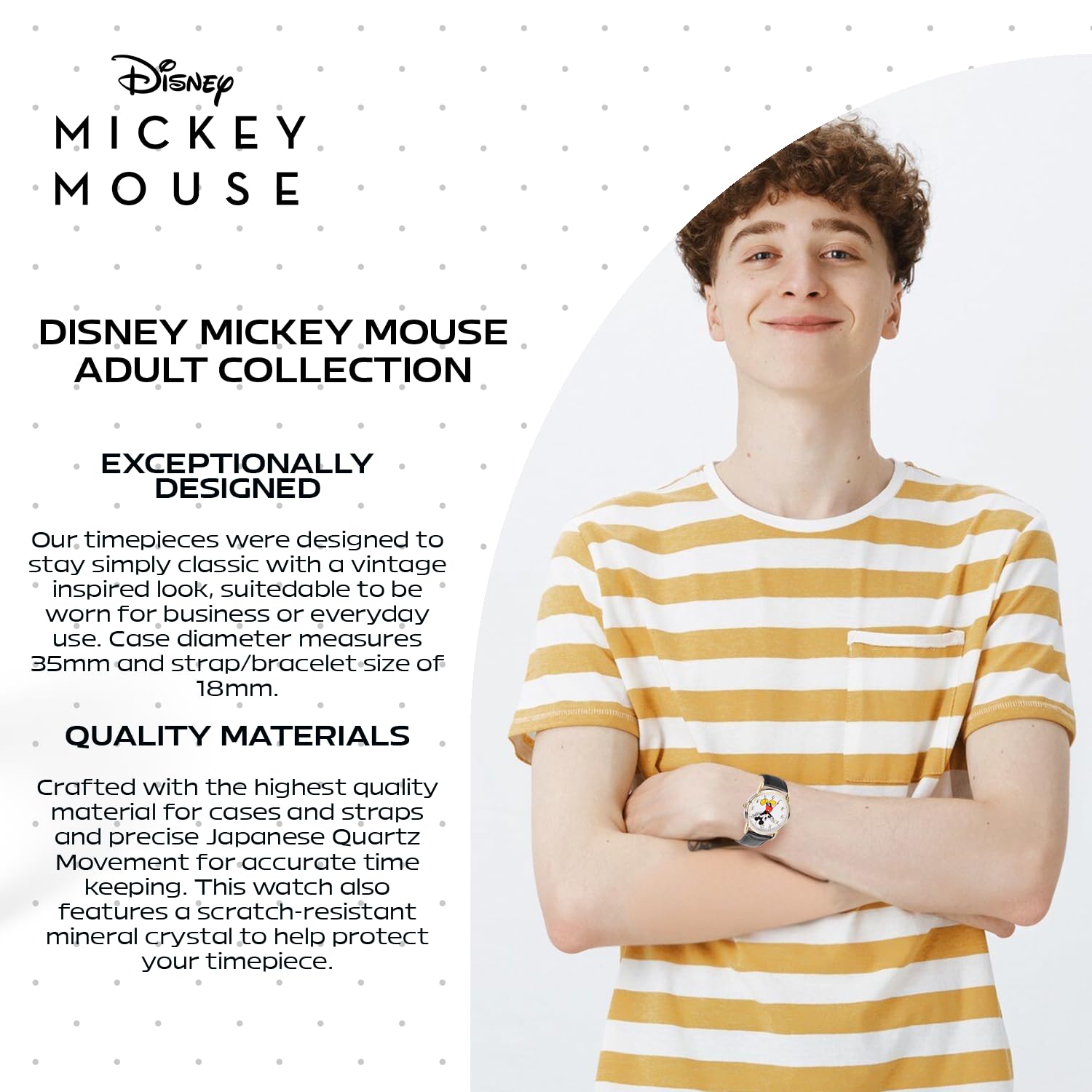 Disney Disney Mickey Mouse Adult Classic Articulating Hands Quartz Leather Strap Watch - View 5 of 6