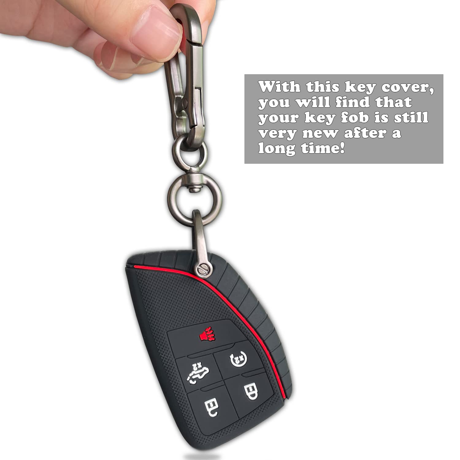 TANDRIVE Key Fob Cover for 2022-2025 2026 Chevy Silverado 1500 GMC Sierra 1500, 2024-2026 Silverado Sierra 2500HD 3500HD, Silicone, 2-Pack, Black - View 5 of 6