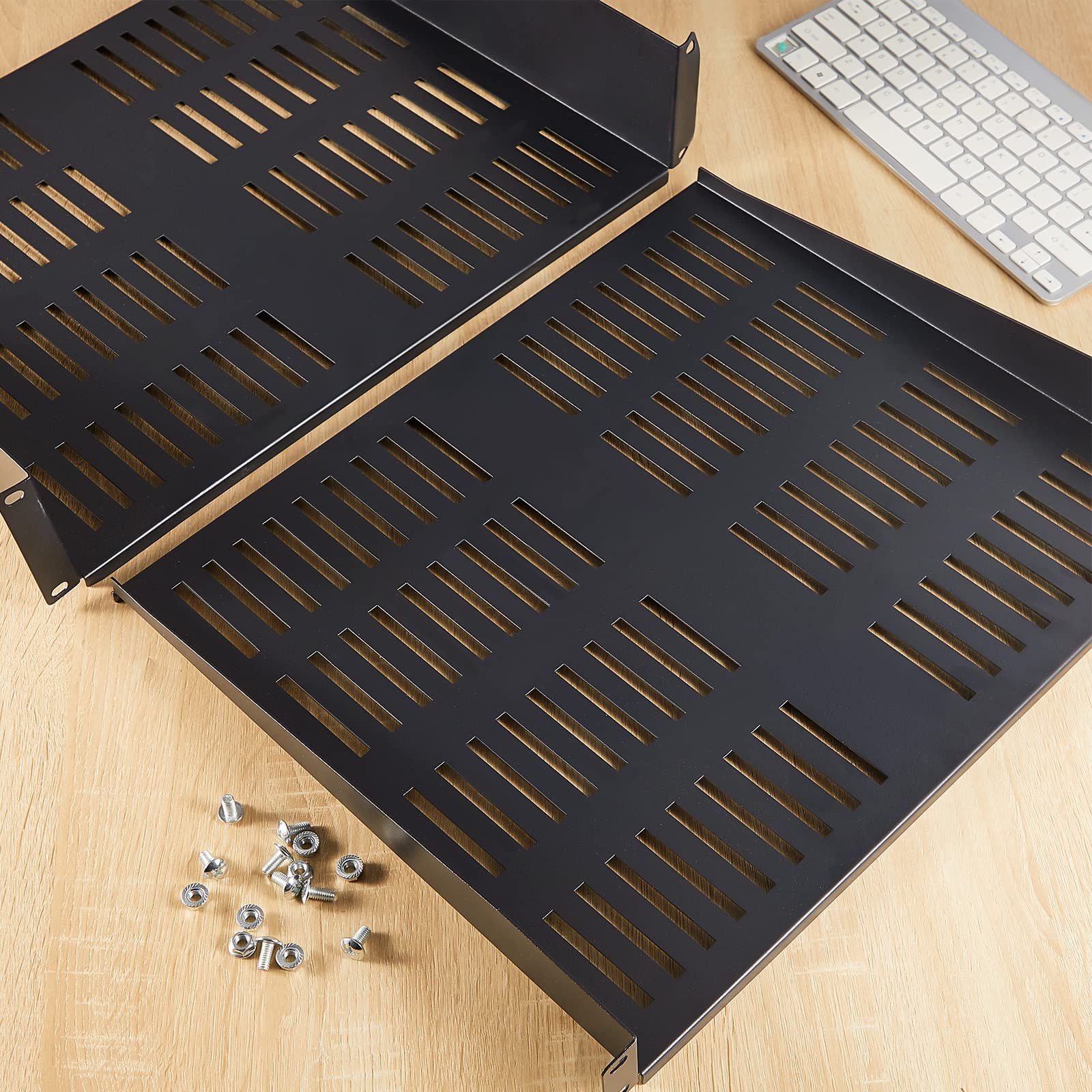 Dunzy 2 Pcs Universal Vented Rack Mount Shelf 19 Inch for Network Server Equipment 14.5 Inch Deep Air Circulation Tray - View 7 of 7