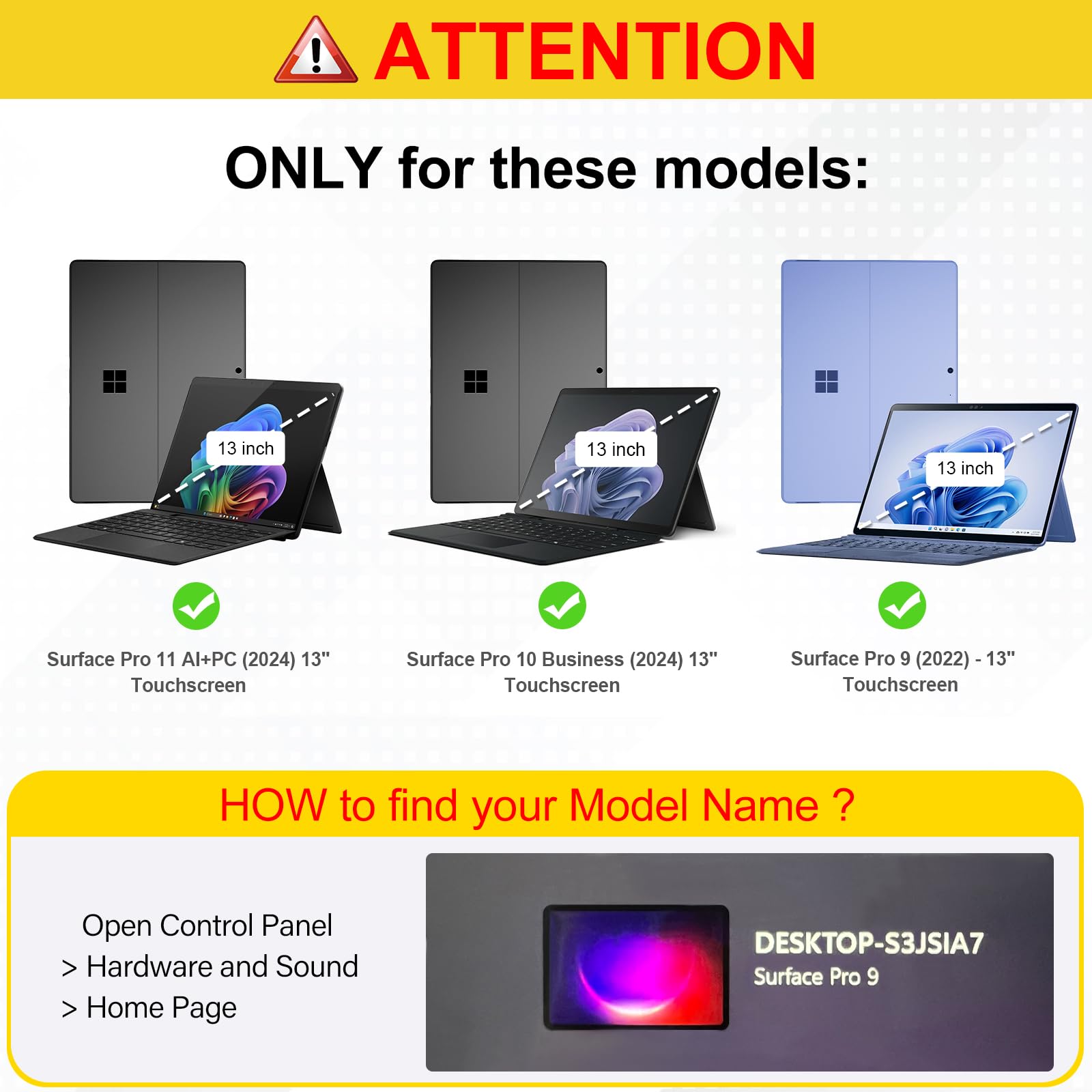 Fintie Slim Hard Shell Case for 13 Inch Microsoft Surface Pro 11 10 9 Multiple Angle Viewing Portfolio Cover with Type Cover Compatibility - View 2 of 9