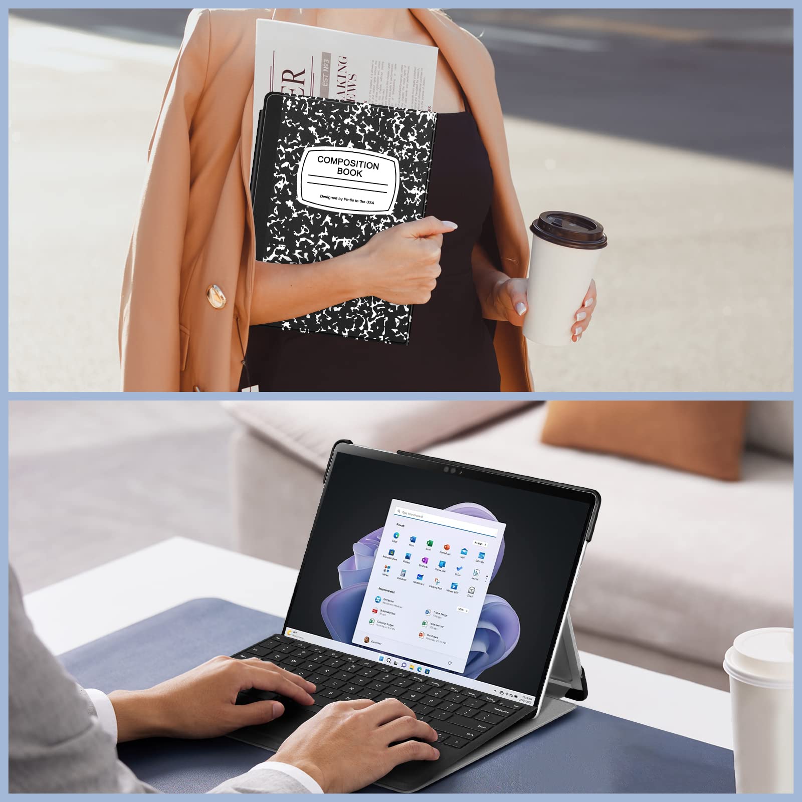 Fintie Slim Hard Shell Case for 13 Inch Microsoft Surface Pro 11 10 9 Multiple Angle Viewing Portfolio Cover with Type Cover Compatibility - View 7 of 9