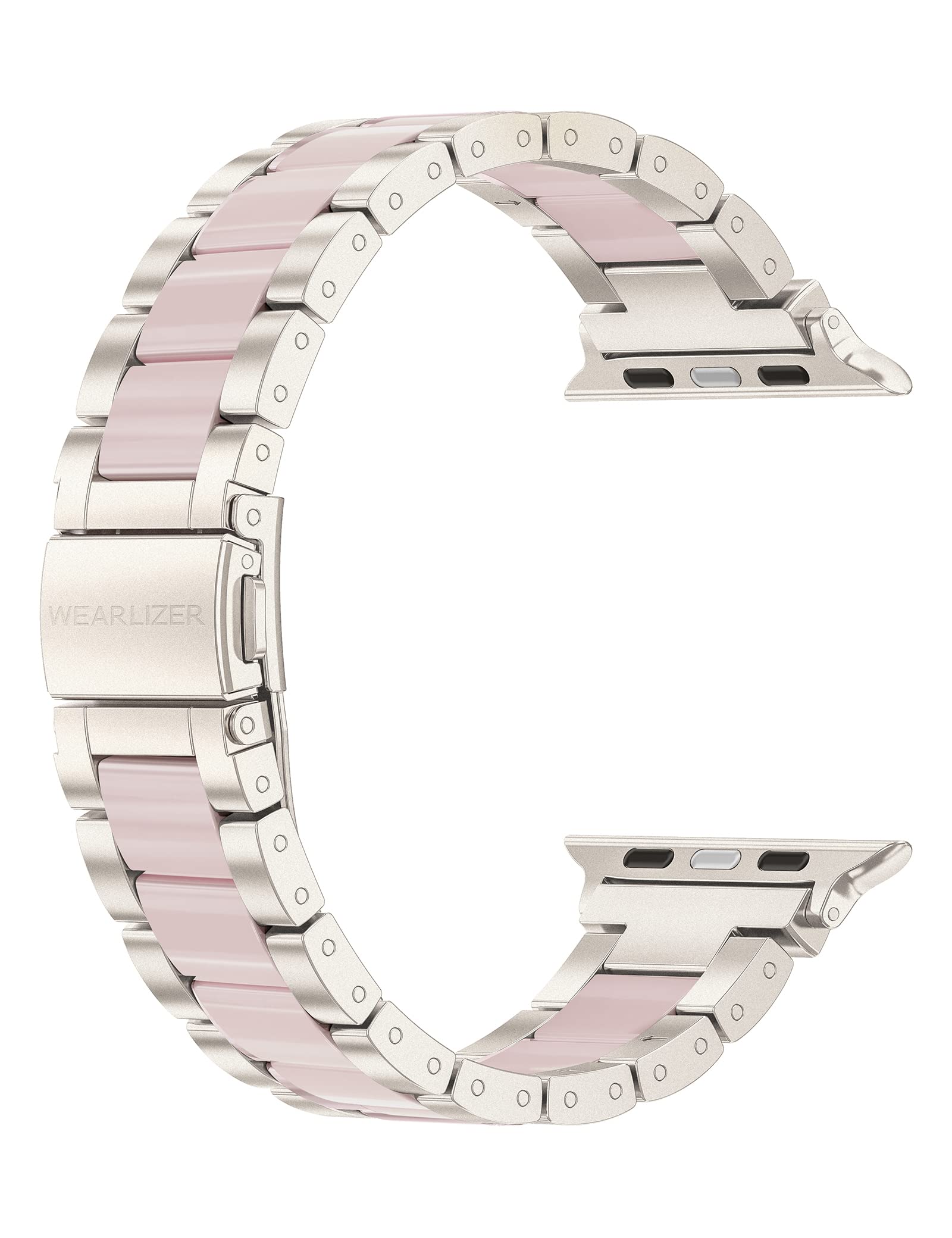 Wearlizer Compatible with Apple Watch Band 38 40 41 42mm Fashion Wristbands Womens, Stainless Steel + Resin Metal Replacement for iWatch Series 11 10