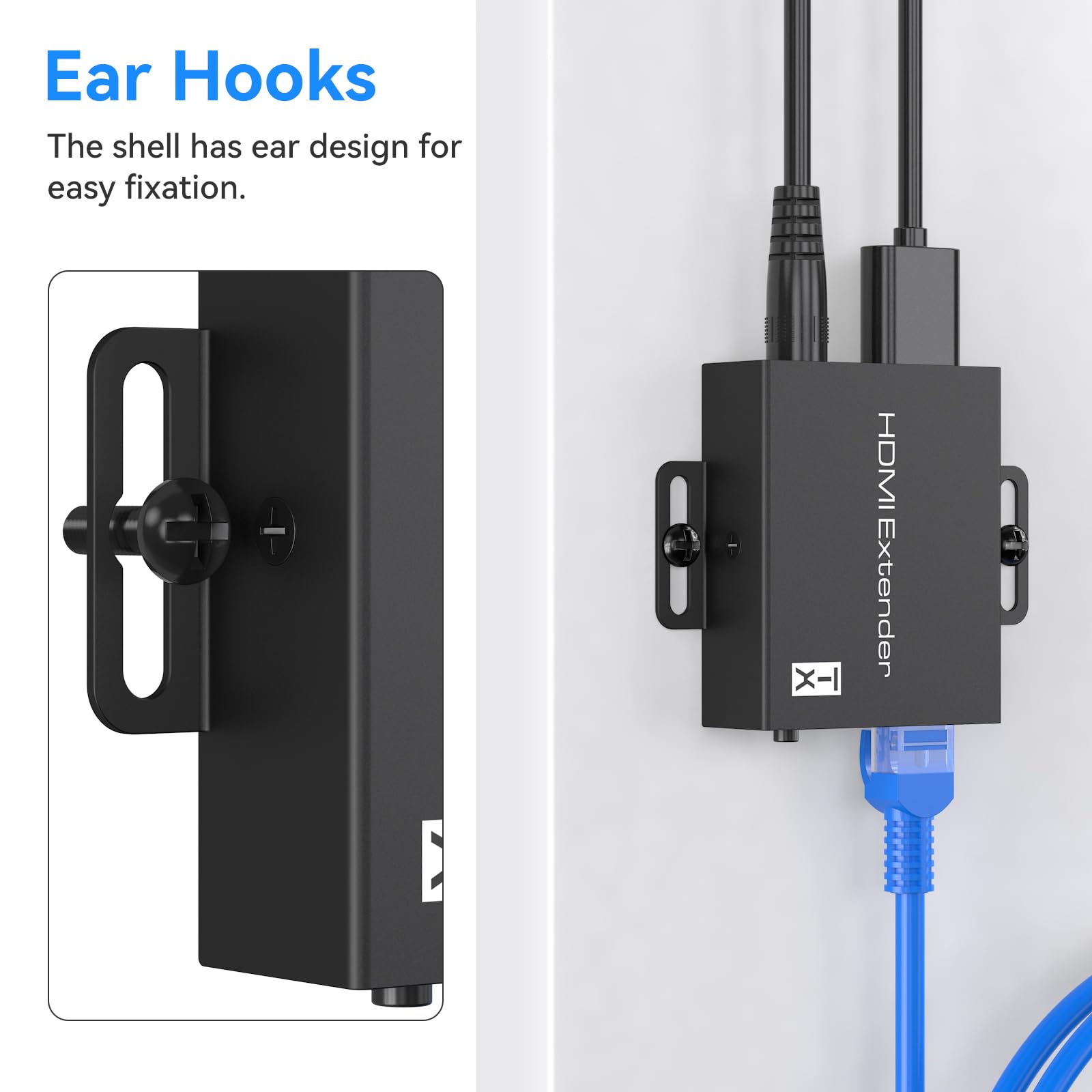 CMSTEDCD HDMI Extender Over Ethernet Cat5e/6 Up to 196Ft Full 1080p 3D Adapter Converter Repeater Transmitter Receiver Power Over Cat - View 6 of 8