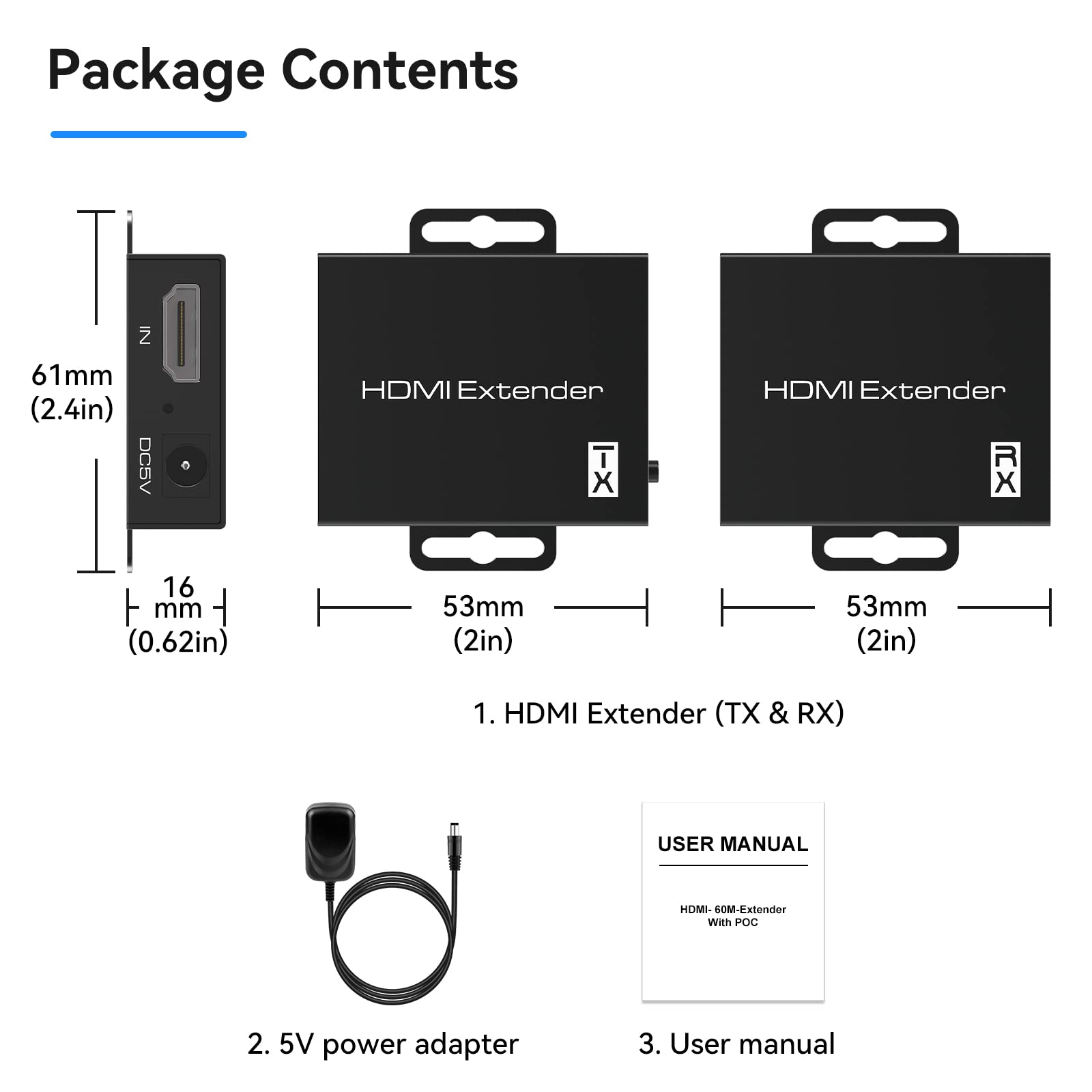 CMSTEDCD HDMI Extender Over Ethernet Cat5e/6 Up to 196Ft Full 1080p 3D Adapter Converter Repeater Transmitter Receiver Power Over Cat - View 7 of 8