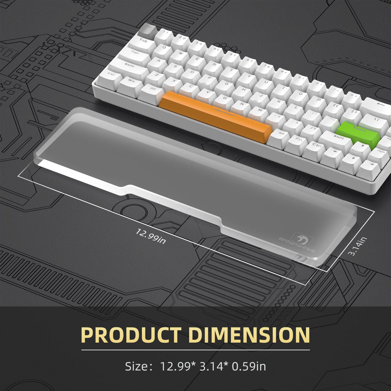 SELORSS Acrylic Keyboard Wrist Rest - Compact 60% Keyboard- Mechanical Keyboards Ergonomic Palm Rest for Computer Keyboard,Anti-Slip Base,Wrist Pad - View 2 of 8