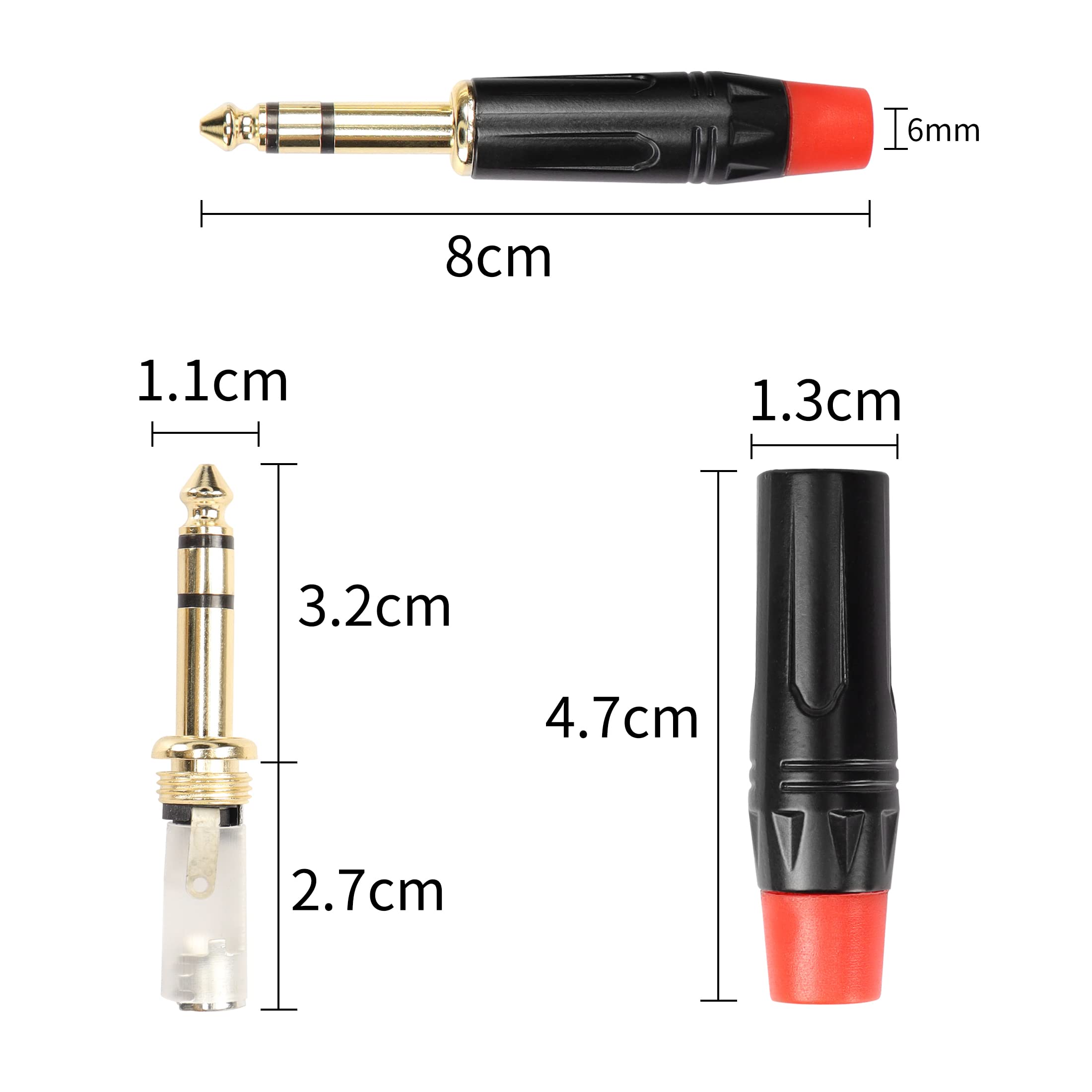 YACSEJAO TRS 1 4" Audio Plug 2Pack 6.35mm Male Stereo Audio Plug 1 4 inch Solder Type Stereo Plug for DJ Mixer Speaker Guitar Cables Phono Patch - View 3 of 6
