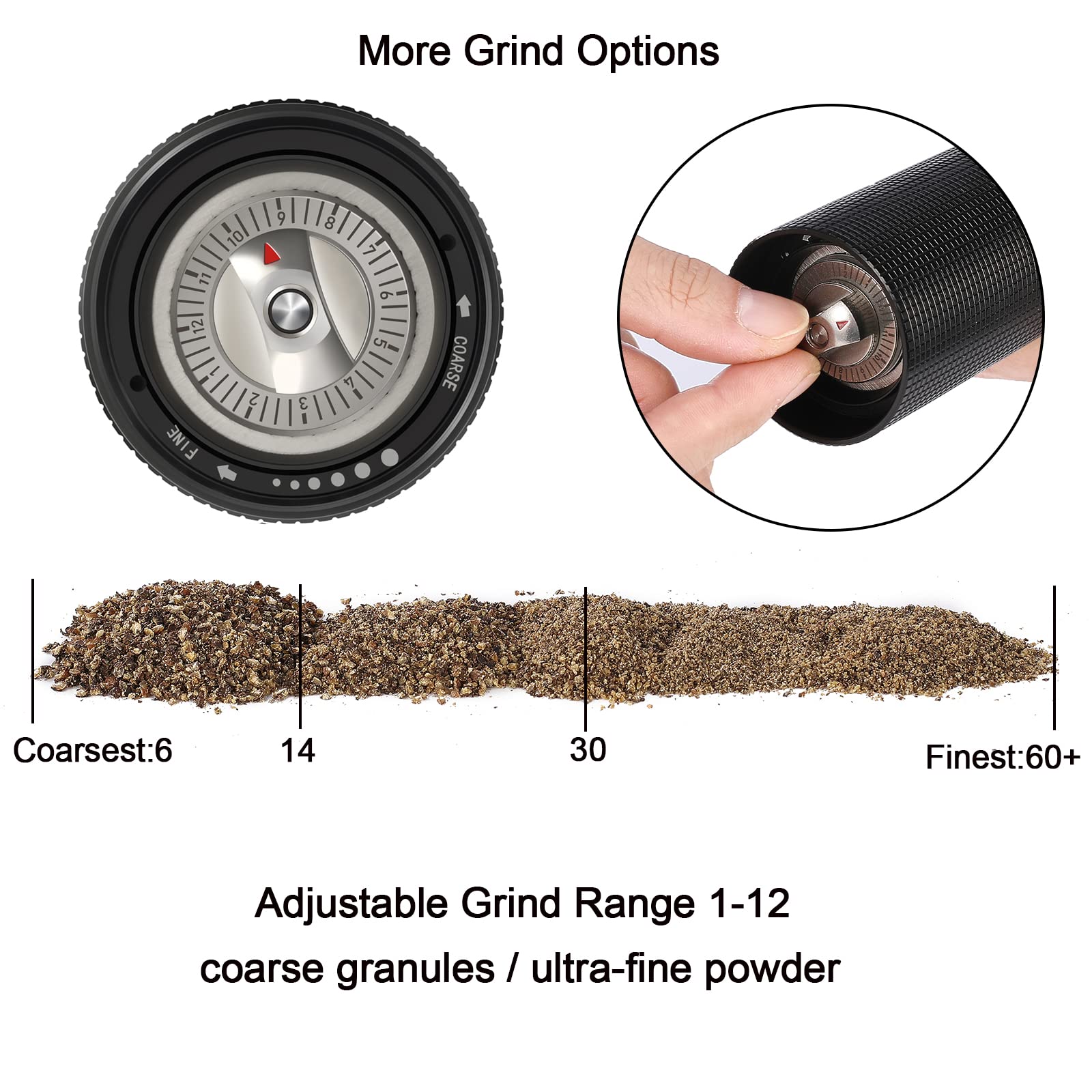 ARKNOAH Premium Pepper Grinder Heavy Duty Aluminum Manual Mill for High Output Less Cranking Perfect for Home and Kitchen Use - View 3 of 9