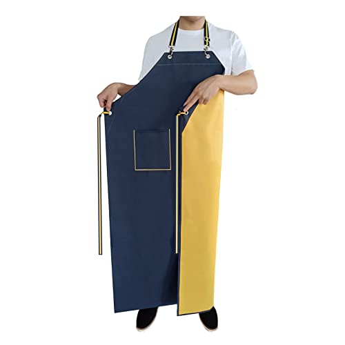 MAKAXI Waterproof Rubber Apron with Pockets for Dishwashing and Restaurant Use Adjustable Neck Strap Heavy Duty Chemical Resistant 47 Inch