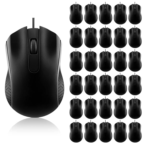 Bonuci Bonuci 30 Pcs USB Wired Mouse Bulk Corded Mice for PC Desktop Laptop Office School Home Classroom Supplies Black