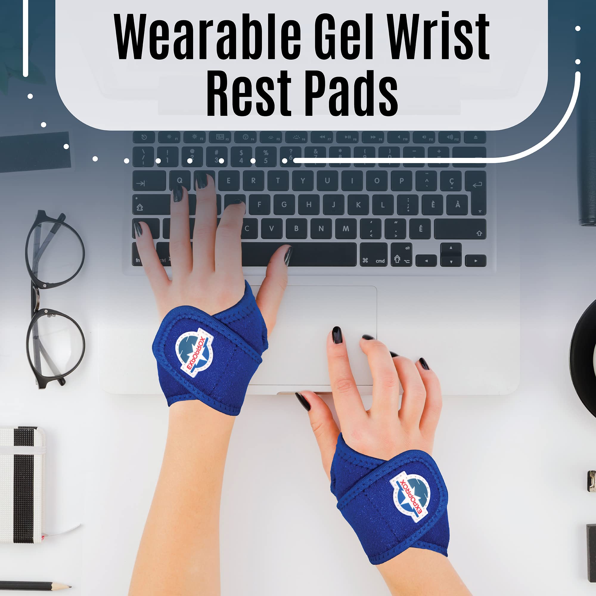 EXPOROX-Wrist Rest Pads-Ergonomic Mouse and Keyboard Support-Tension.Adjustable Fit with Padded Comfort. - View 2 of 7